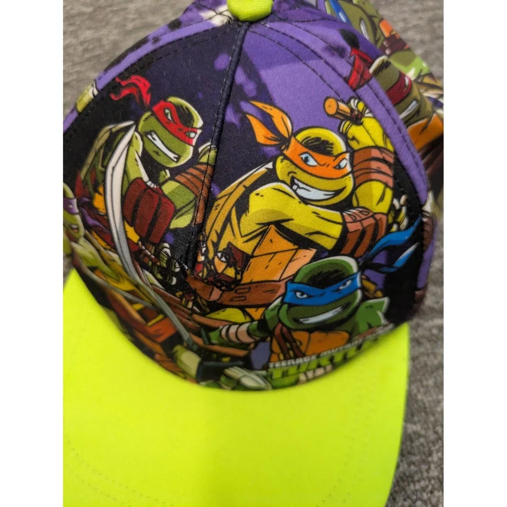 Nickelodeon TMNT Snapback Hat Kid's OSFM Purple Neon Green Graphic‎ Flat Bill